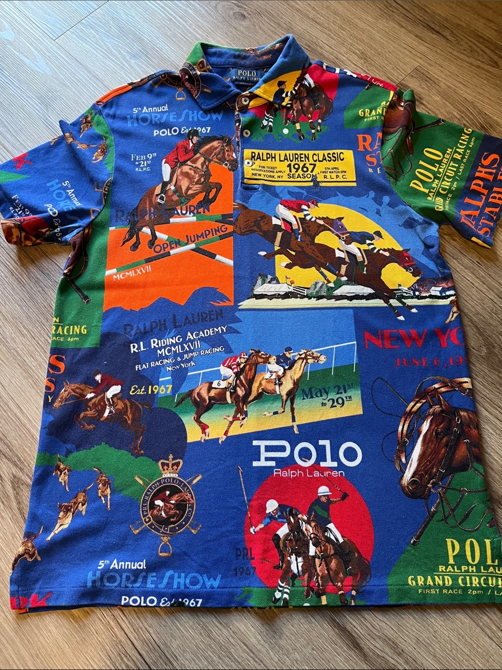 Polo by Ralph Lauren Kids' Multicolor Polo Shirt - Horse Racing Print
